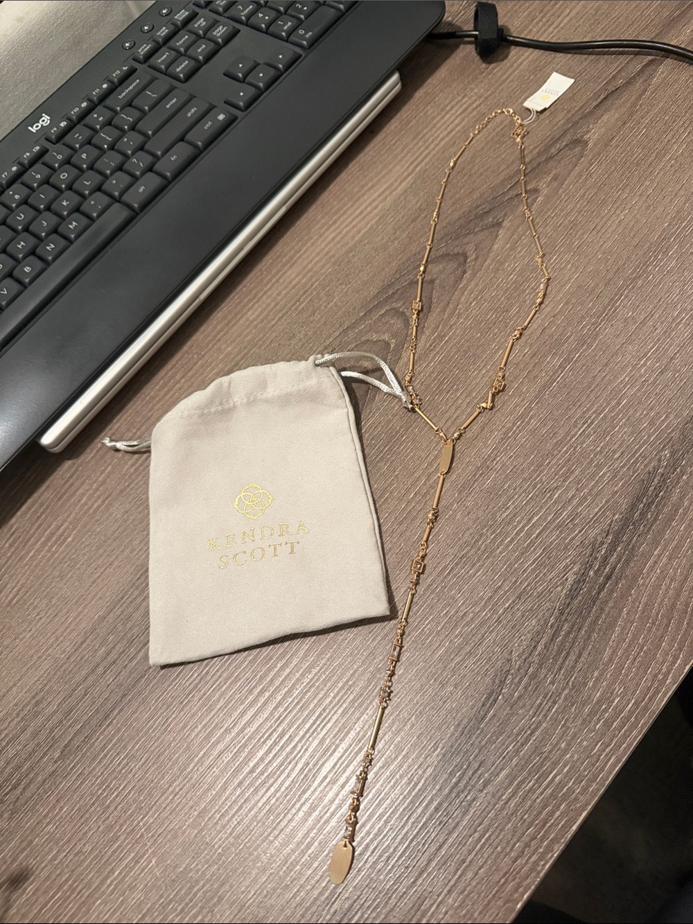 Kendra Scott Crowley Drop Necklace in Rose Gold
